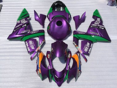 Purple and Green Trickstar 2004-2005 Kawasaki ZX10R Motorcycle Fairings