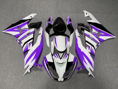 Purple White and Black Zag 2009-2012 Kawasaki ZX6R Motorcycle Fairings