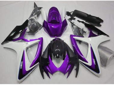 Purple & White Debadged 2006-2007 Suzuki GSXR 600-750 Motorcycle Fairings