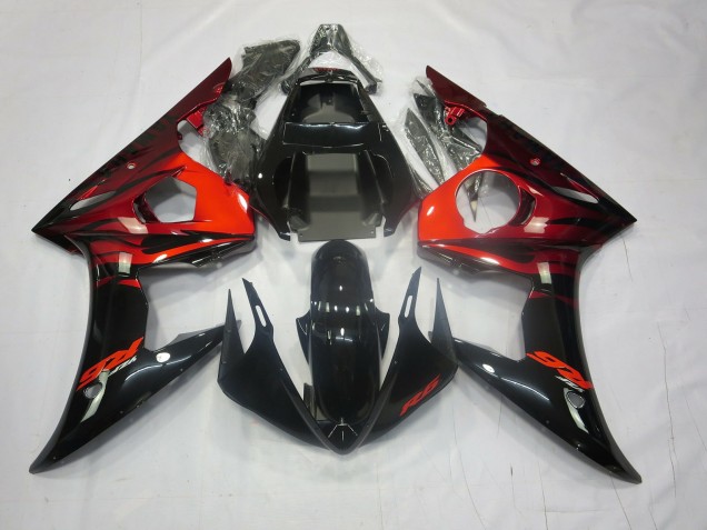 Red and Black 2003-2005 Yamaha R6 Motorcycle Fairings