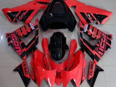 Red and Black & Logos 2004-2005 Kawasaki ZX10R Motorcycle Fairings