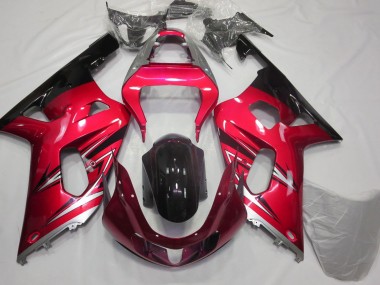 Red and Silver 2001-2003 Suzuki GSXR 600-750 Motorcycle Fairings