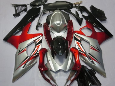 Red and Silver 2005-2006 Suzuki GSXR 1000 Motorcycle Fairings