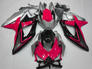 Red and Silver 2008-2010 Suzuki GSXR 600-750 Motorcycle Fairings