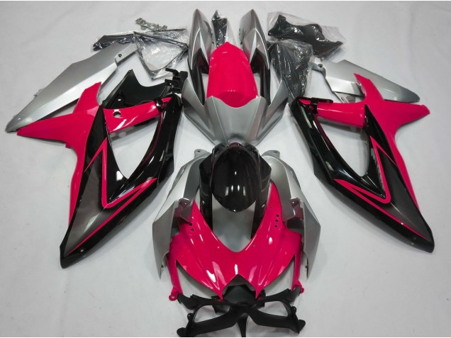 Red and Silver 2008-2010 Suzuki GSXR 600-750 Motorcycle Fairings