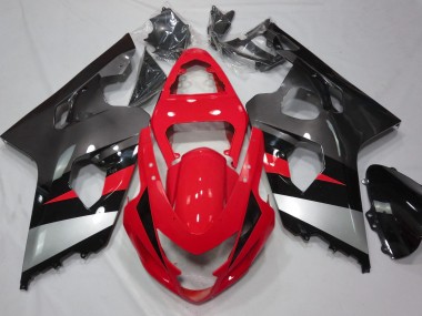 Red and Silver Gloss 2004-2005 Suzuki GSXR 600-750 Motorcycle Fairings