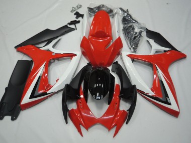 Red and White 2006-2007 Suzuki GSXR 600-750 Motorcycle Fairings