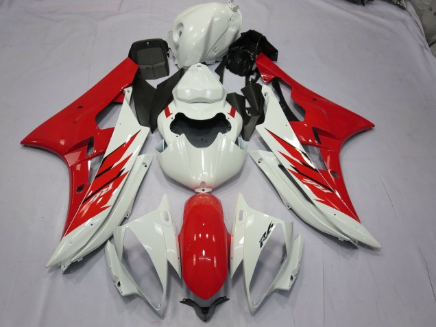 Red and White 2006-2007 Yamaha R6 Motorcycle Fairings