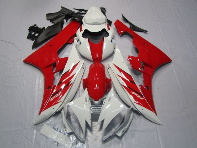 Red and White Style 2006-2007 Yamaha R6 Motorcycle Fairings