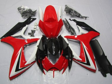 Red Black and White 2006-2007 Suzuki GSXR 600-750 Motorcycle Fairings