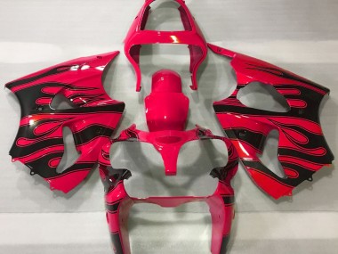 Red & Black Flame 2000-2002 Kawasaki ZX6R Motorcycle Fairings