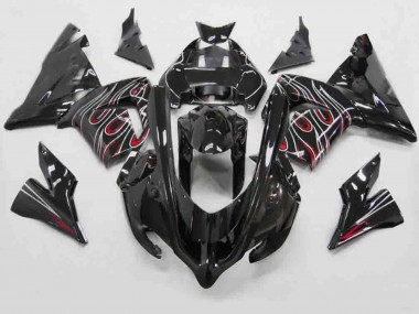 Red Black Flame 2004-2005 Kawasaki ZX10R Motorcycle Fairings