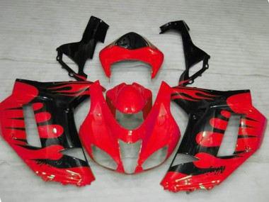 Red Flame 2007-2008 Kawasaki ZX6R Motorcycle Fairings