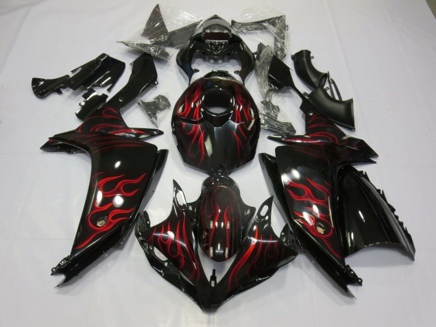 Red Flame 2007-2008 Yamaha R1 Motorcycle Fairings