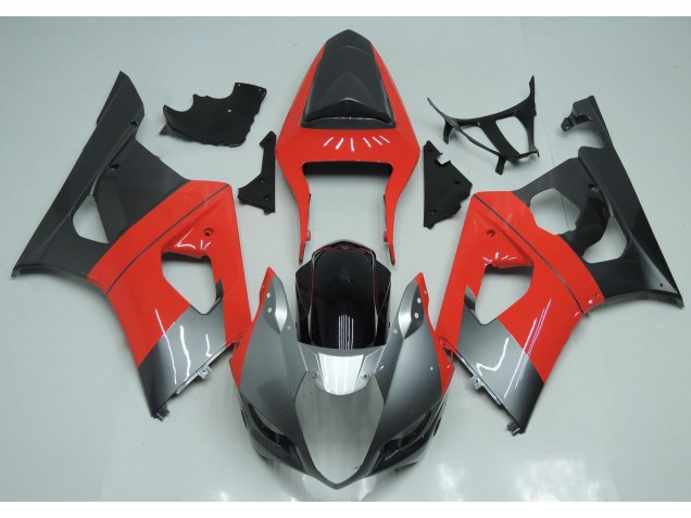 Red Silver and Black 2003-2004 Suzuki GSXR 1000 Motorcycle Fairings