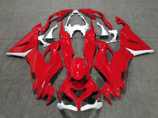 Red with White 2019-2020 Kawasaki ZX6R Motorcycle Fairings