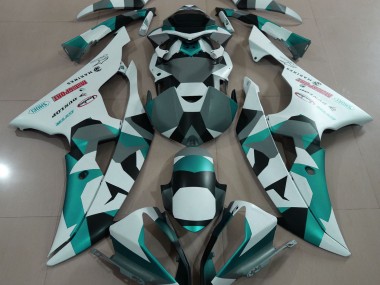 Seafoam Green Snow Camo 2008-2016 Yamaha R6 Motorcycle Fairings