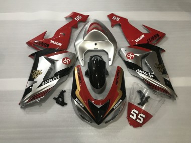 Shiny Silver & Red 2006-2007 Kawasaki ZX10R Motorcycle Fairings