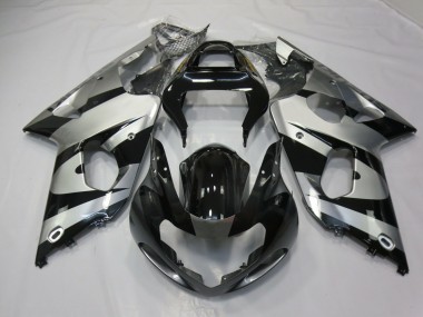 Silver and Black 2000-2002 Suzuki GSXR 1000 Motorcycle Fairings