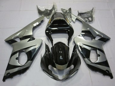 Silver and Black OEM Style 2000-2002 Suzuki GSXR 1000 Motorcycle Fairings