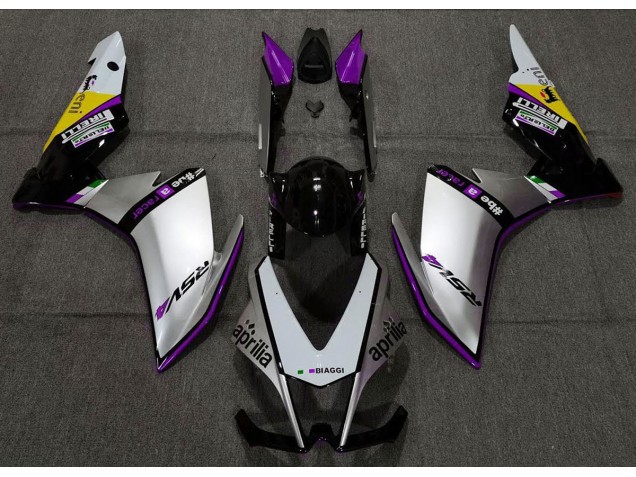 Silver Pirelli & Purple 2010-2015 Aprilia RSV4 1000 Motorcycle Fairings