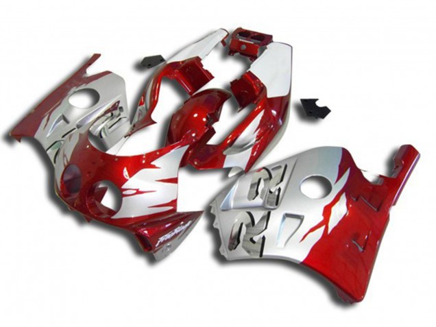 Silver Red and White 1990-1998 Honda CBR250RR Motorcycle Fairings