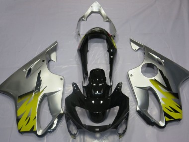 Silver Yellow and Black 1999-2000 Honda CBR600 F4 Motorcycle Fairings