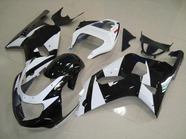 White and Black 2001-2003 Suzuki GSXR 600-750 Motorcycle Fairings