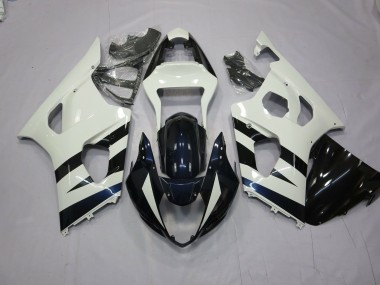 White and Black 2003-2004 Suzuki GSXR 1000 Motorcycle Fairings