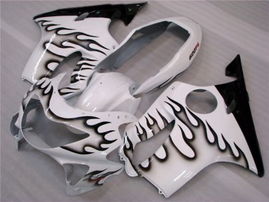 White and Black Flames 1999-2000 Honda CBR600 F4 Motorcycle Fairings