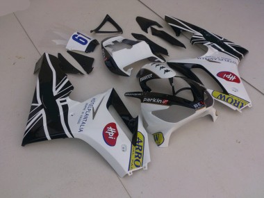 White and Black w Flag 2006-2008 Triumph Daytona 675 Motorcycle Fairings