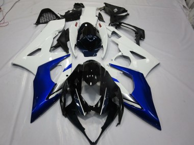 White and Blue 2005-2006 Suzuki GSXR 1000 Motorcycle Fairings