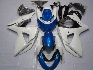 White and Blue 2009-2016 Suzuki GSXR 1000 Motorcycle Fairings