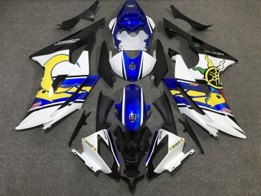 White and Blue Custom 2008-2016 Yamaha R6 Motorcycle Fairings