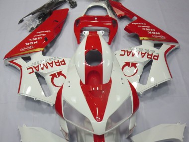 White and Red Custom 2005-2006 Honda CBR600RR Motorcycle Fairings