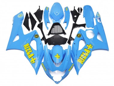 White Blue with Yellow Rizla 2005-2006 Suzuki GSXR 1000 Motorcycle Fairings