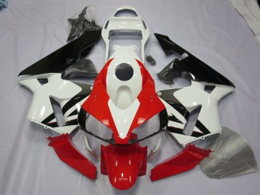 White Red and Black 2003-2004 Honda CBR600RR Motorcycle Fairings