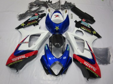 White Rockstar 2007-2008 Suzuki GSXR 1000 Motorcycle Fairings