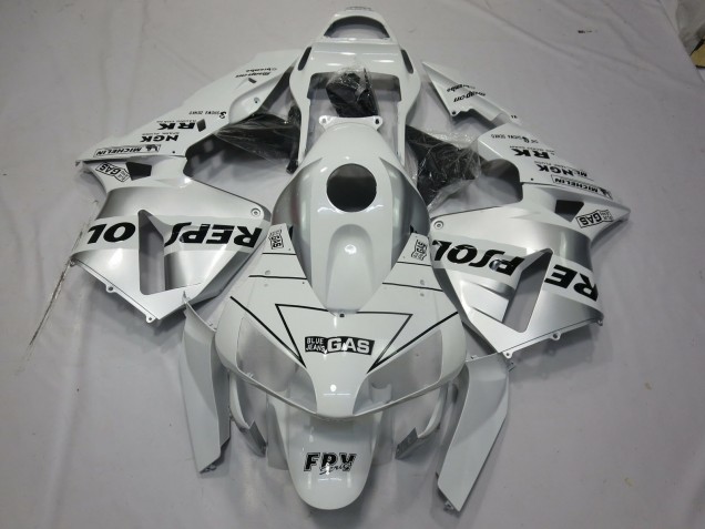 White Silver Repsol 2003-2004 Honda CBR600RR Motorcycle Fairings