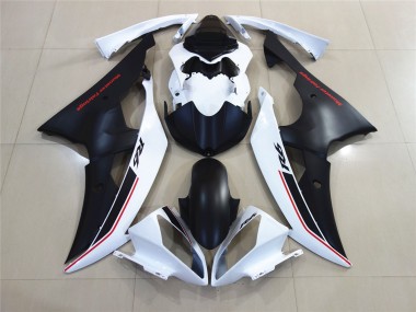 White with Black Custom OEM Style 2008-2016 Yamaha R6 Motorcycle Fairings