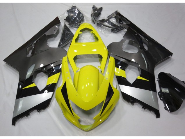 Yellow and Grey 2004-2005 Suzuki GSXR 600-750 Motorcycle Fairings