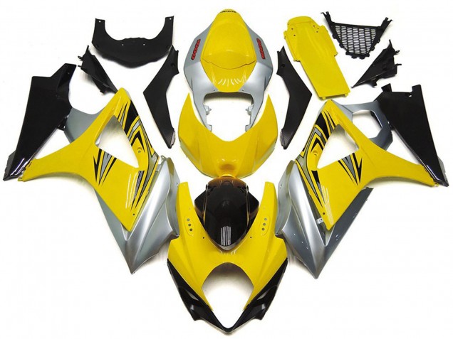 Yellow and Silver OEM Style 2007-2008 Suzuki GSXR 1000 Motorcycle Fairings