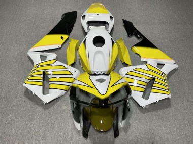 Yellow and White Wings 2005-2006 Honda CBR600RR Motorcycle Fairings