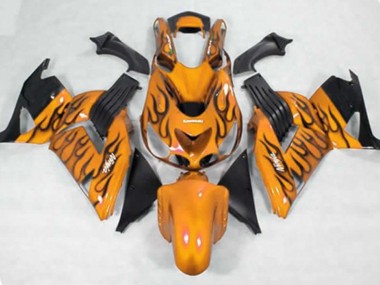 Yellow Black Flame 2006-2011 Kawasaki ZX14R Motorcycle Fairings