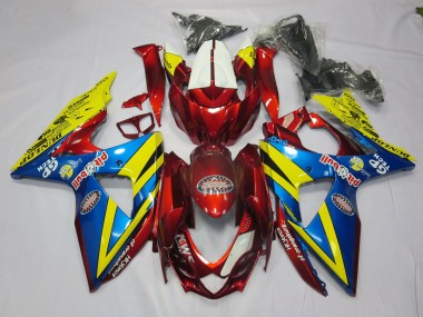 Yellow Red and Blue 2009-2016 Suzuki GSXR 1000 Motorcycle Fairings