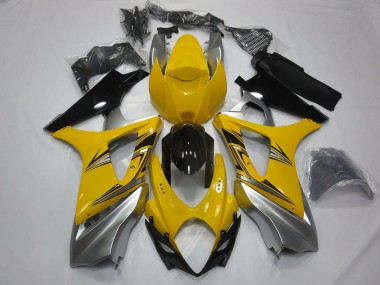 Yellow Silver 2007-2008 Suzuki GSXR 1000 Motorcycle Fairings